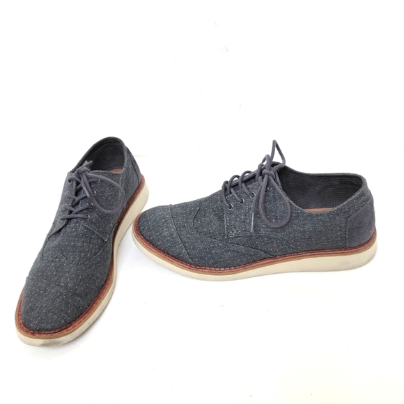 Toms Mens Grey Oxfords Dress Shoes Lace 